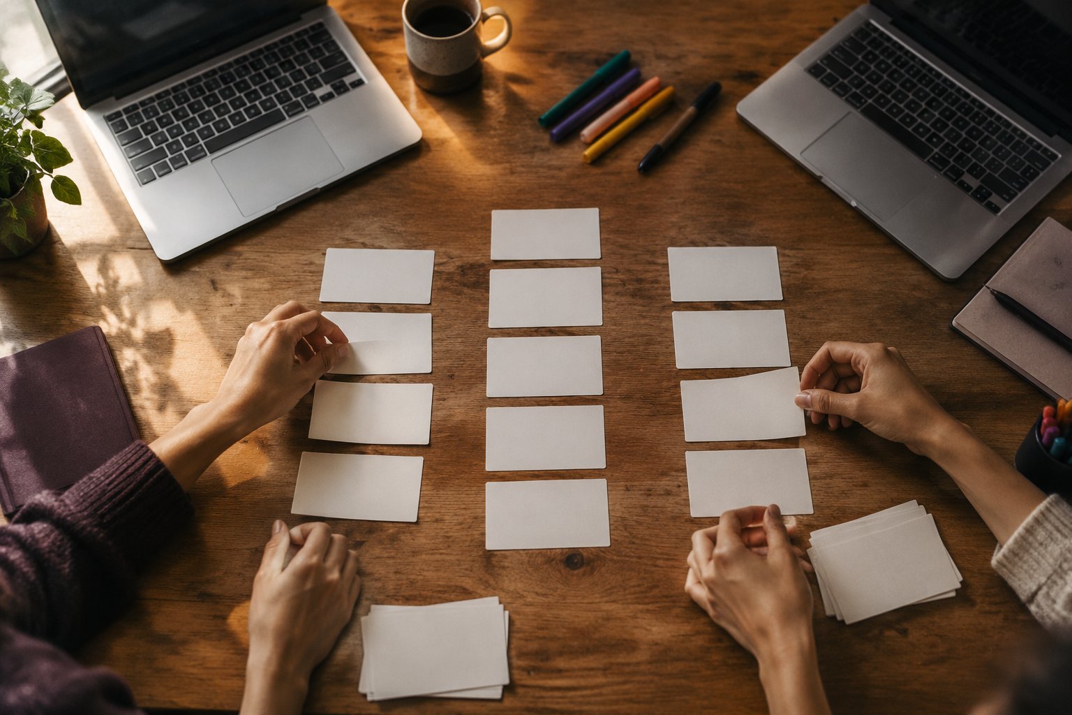 Working documents and a notebook on a desk